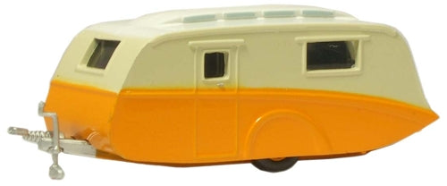 76CV001 Oxford Diecast Caravan Orange and Cream