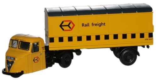 76RAB009 Oxford Diecast Scammell Scarab Van Trailer Railfreight