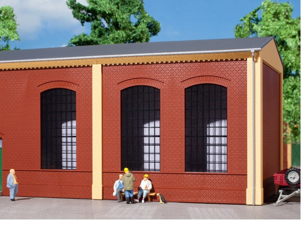 80503 Auhagen HO Brick walls with industrial windows red (2pc)