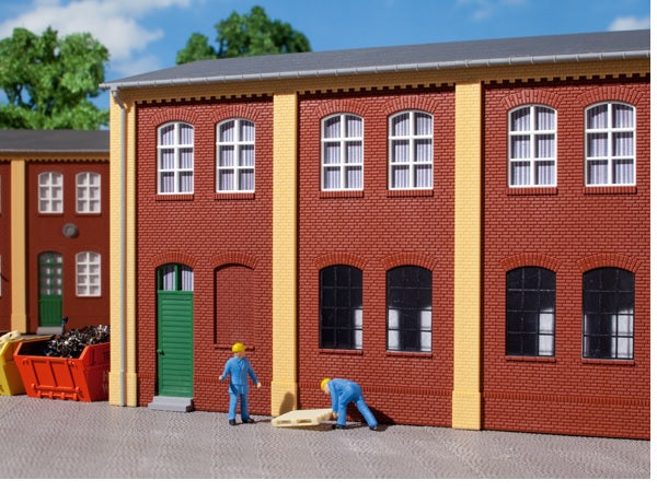 80506 Auhagen HO Brick walls with windows and door openings red