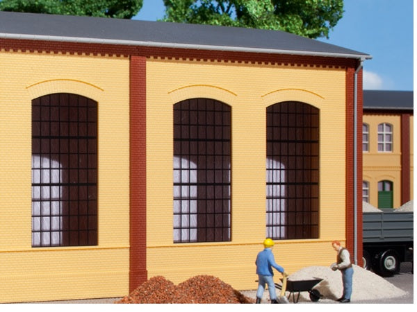 80603 Auhagen HO Brick walls with industrial windows yellow (2pc