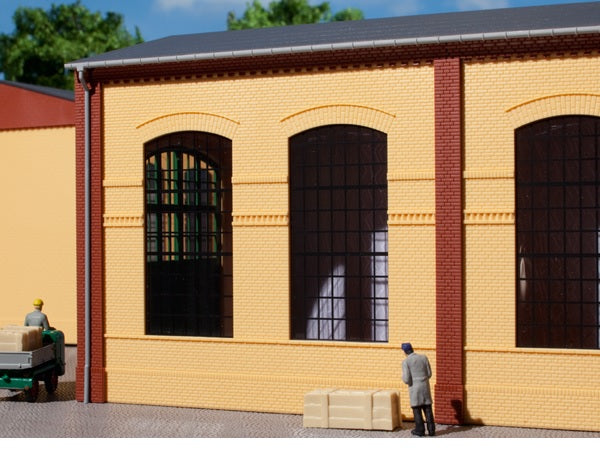 80604 Auhagen HO Brick walls with industrial windows yellow (2pc