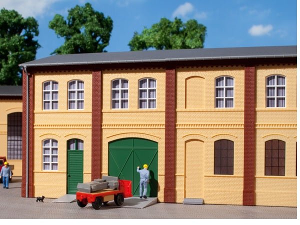80607 Auhagen HO Brick walls with window and door openings yello