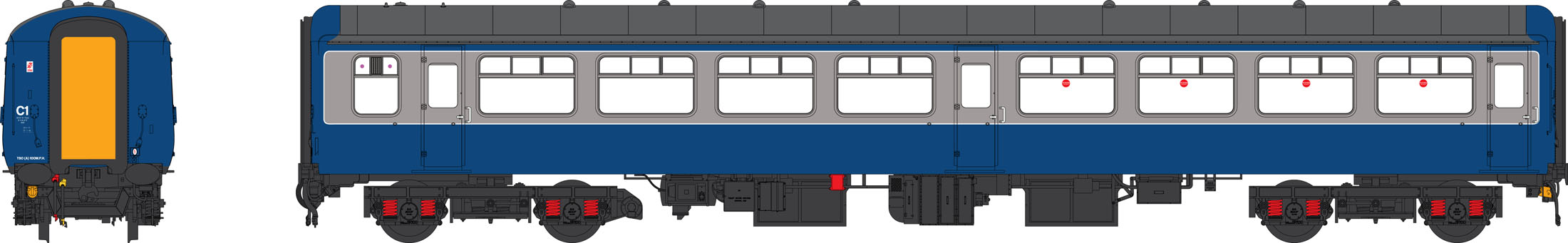 2400 Heljan Mk2 Standard Open TSO Coach in BR Blue and Grey livery