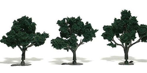TR1508 Woodland Scenics Realistic Trees Dark Green 3" - 4" Pack of 3