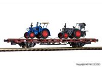 26252 Kibri H0 Flat wagon with 2 old tractors