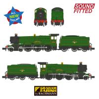 372-011SF Graham Farish GWR 49XX 4936 Kinlet Hall BR Lined Green