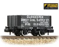 377-2022K Graham Farish 7 Plank Wagon Fixed End number 126 - ‘Gloucester Direct Coal Supply Ltd.’ - Grey