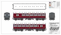 4P-020-001 Dapol GWR Toplight Mainline and City 3rd Brake Coach number 3747 - GWR Lined Crimson - Set 1