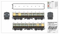 4P-020-202 Dapol GWR Toplight Mainline & City Brake 3rd Coach number 3752 - GWR Twin City Chocolate & Cream - Set 3
