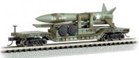 71396 Bachmann 52ft. Center Depressed Flat Car Olive Drab Military Missile