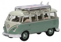 76VWS005 Oxford Diecast Volkswagen T1 Samba Bus/Surfboards Turquoise/Blue White