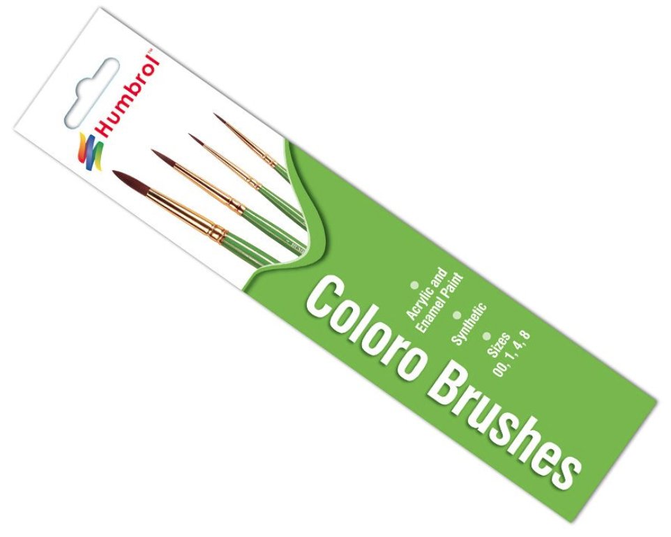 AG4050 Humbrol Coloro Brush Pack Sizes 00, 1, 4, 8