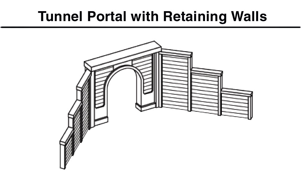C1156 Woodland Scenics Tunnel Portals Double Track Concrete (Pack of 2).