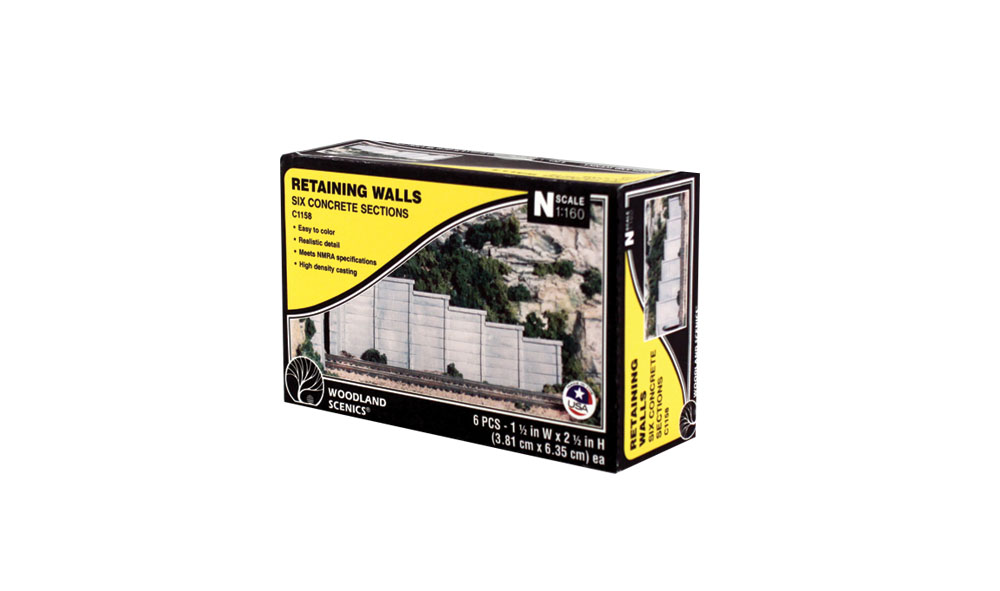 C1158 Woodland Scenics Retaining Walls Concrete (Pack of 6)