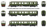 1451 Heljan Class 104 3 Car DMU Set in BR Green livery with speed whiskers and coaching stock roundel