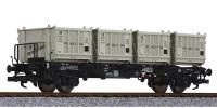 L235120 Liliput Flat Wagon BT55 number 015 314 in DB livery with 4 containers