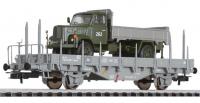 L235047 Liliput Flat Wagon with Wood Stanchions & Military Truck SBB Ep.IV