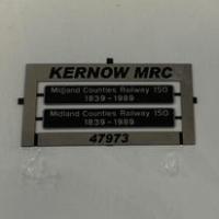 K47973 Nameplate Midland Counties Railway 150 1839-1989 2 nameplates made by Shawplan for KMRC