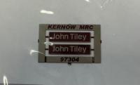 K97304 Nameplate John Tiley 2 nameplates made by Shawplan for KMRC