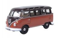 76VWS012 Oxford Diecast VW T1 Samba Bus Sealing Wax Red/Chestnut Brown