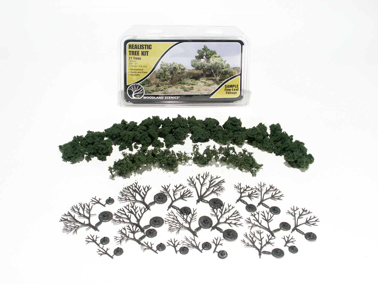 TR1111 Woodland Scenics Realistic Tree Kit, 21 trees 3/4"-3".