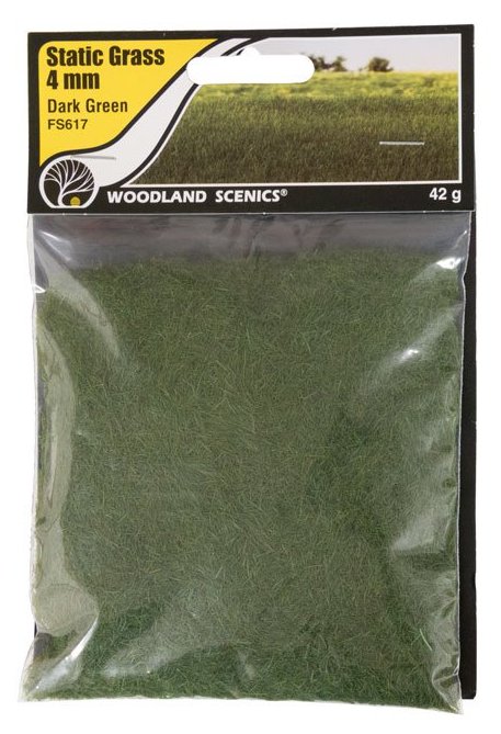 FS617 Woodland Scenics 4mm Static Grass Dark Green