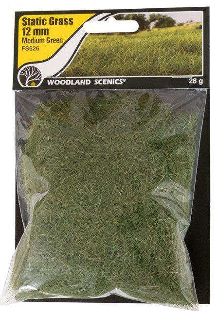 FS626 Woodland Scenics 12mm Static Grass Medium Green