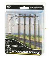 US2265 Woodland Scenics Utility System - Single Crossbar Pre-wired Poles