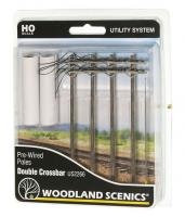 US2266 Woodland Scenics Utility System - Double Crossbar Pre-wired Poles