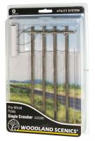 US2280 Woodland Scenics Utility System - Single Crossbar Pre-wired Poles