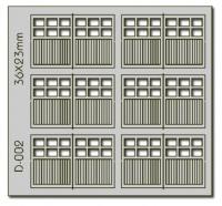 D-002 Proses 6 pcs 36X23mm 6 Lite Dbl Unit Garage Doors HO/OO