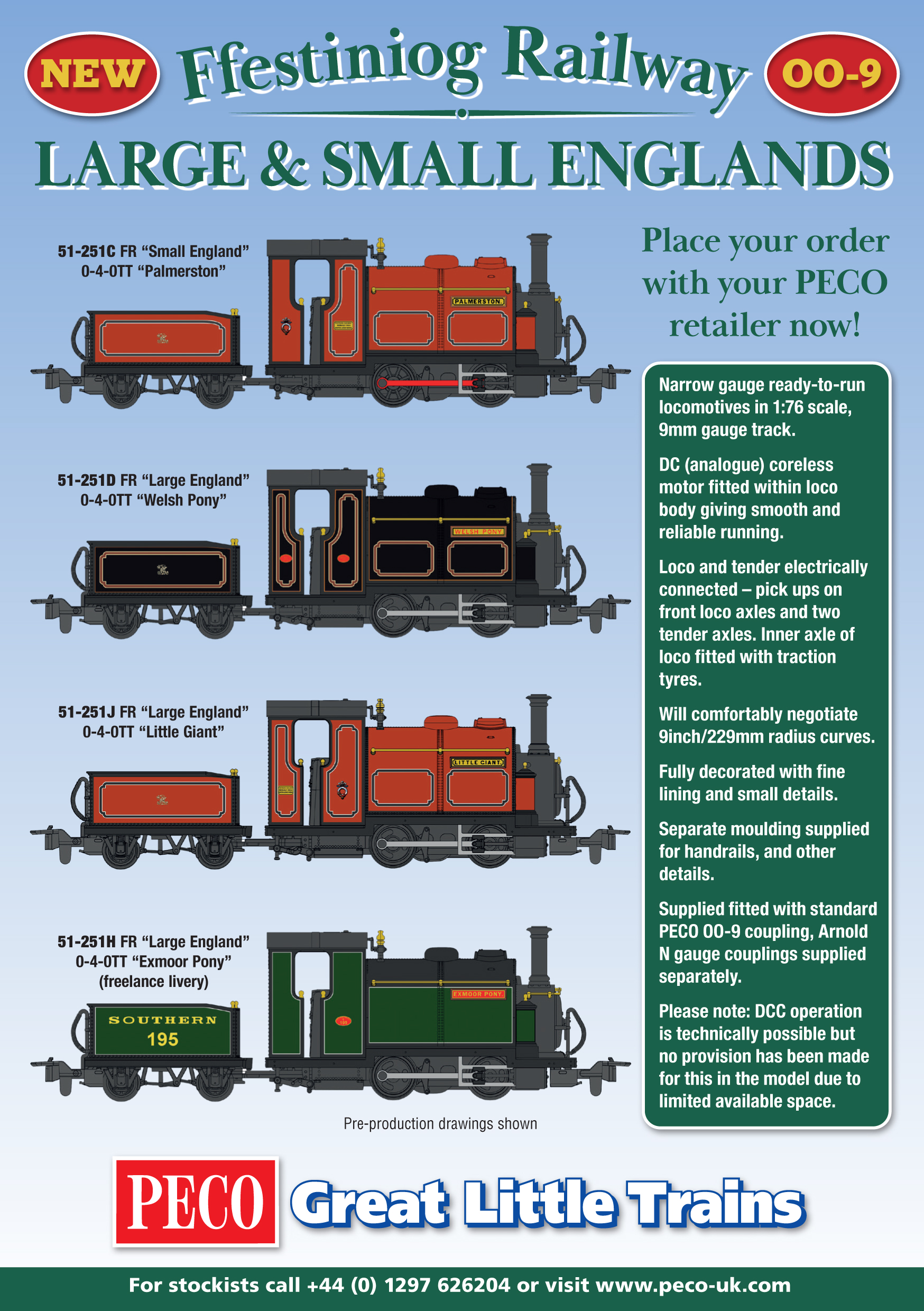 PECO 00-9 Ffestiniog Railway Large & Small England locos