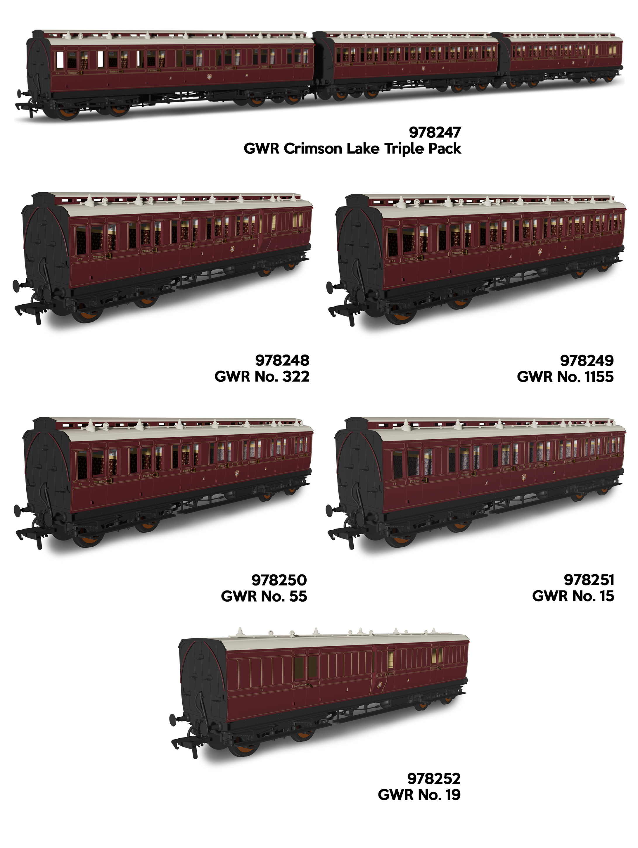 Rapido Trains UK GWR Evolution Crimson Lake coaches image