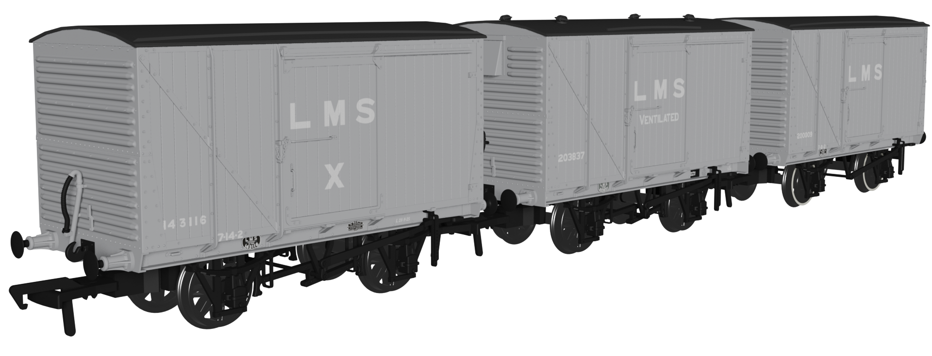 Rapido Trains UK LMS D1832A and D1663 12-Ton Vans image